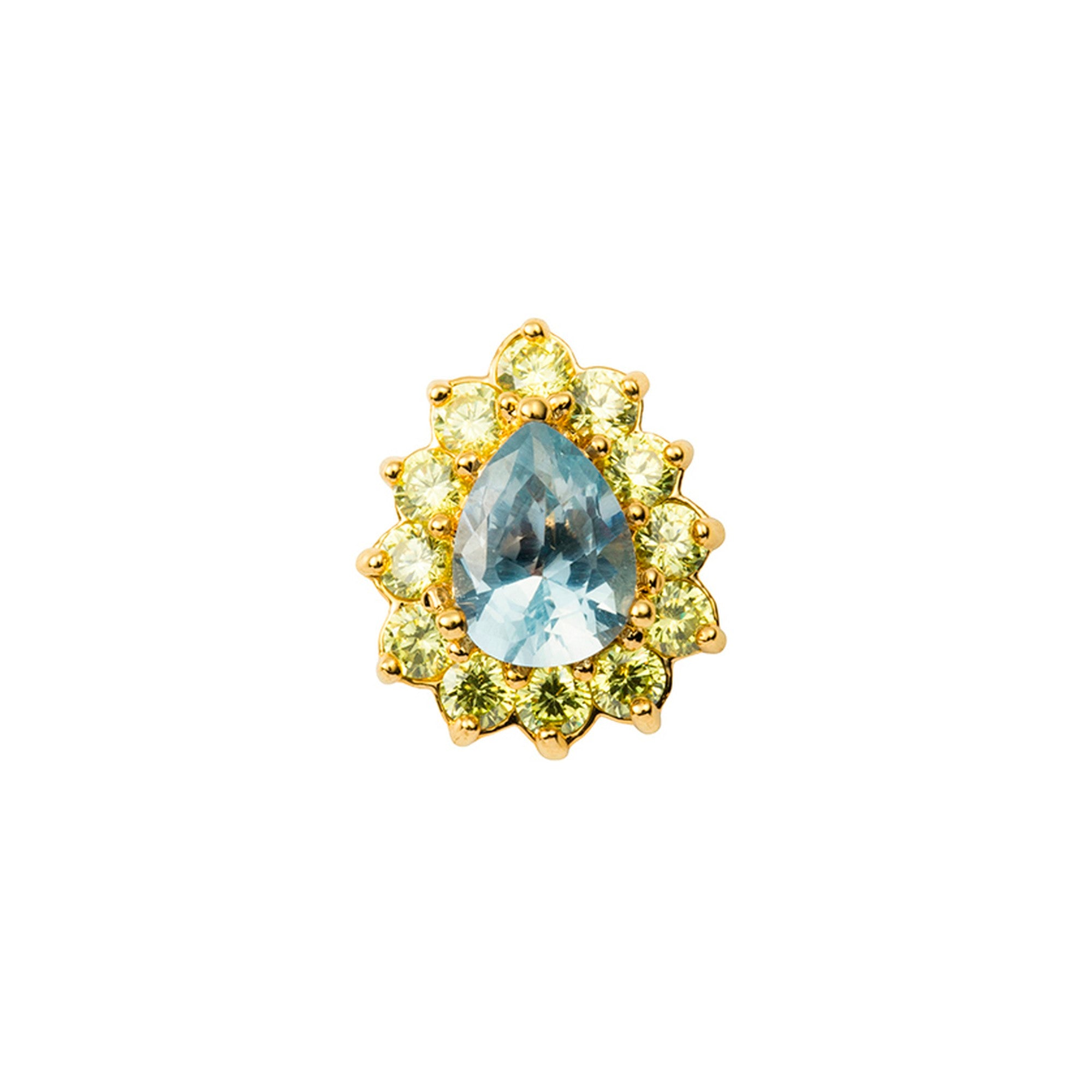 Pear Shape YG Blue Green Toe Ring 