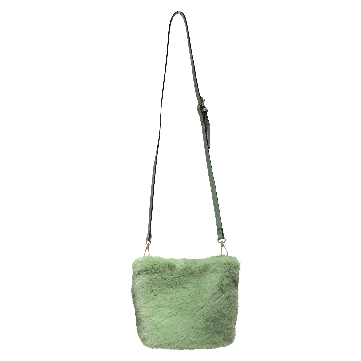 2WAY Eco Fur Handle Bag Moss Green