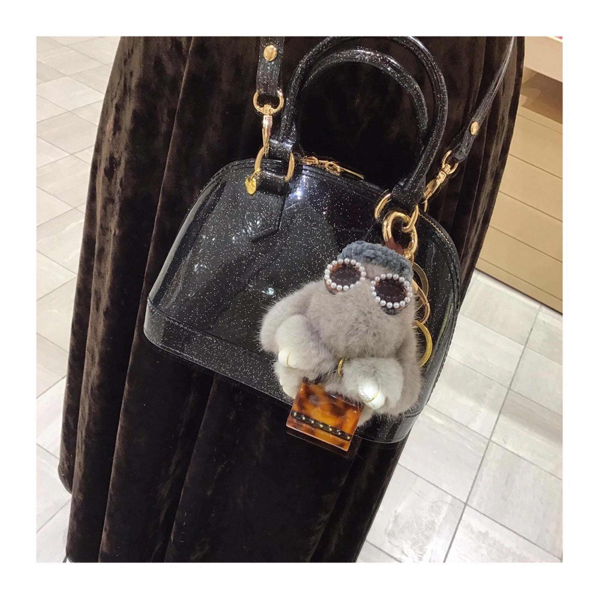 もふもふ バッグチャーム SS たれ耳 くろごまぷりん