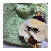 2WAY Eco Fur Handle Bag Moss Green