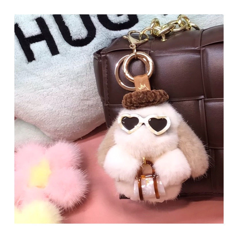 ミニバッグSS バッグチャーム　ホワイトブラウン