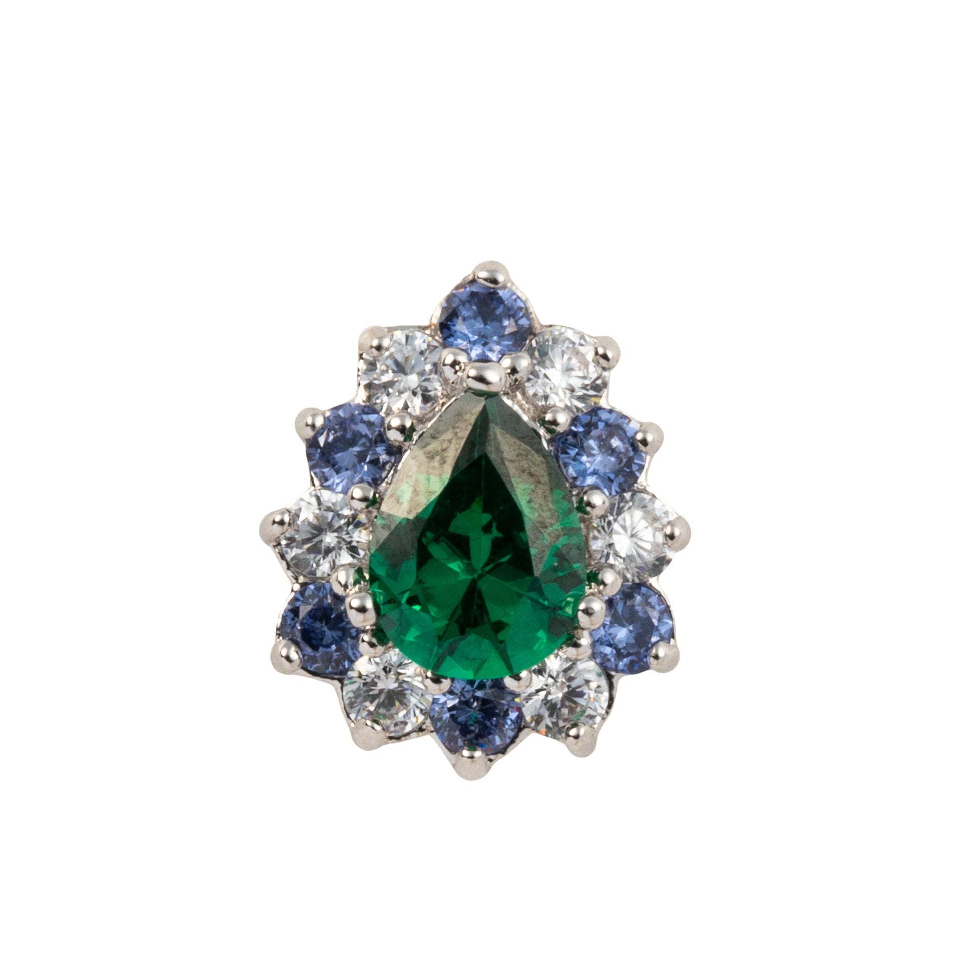 Pear shape RH green CZ  Toe Ring 